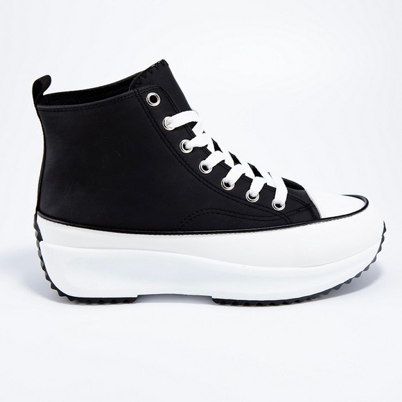 Black High Top Lace Up Platform Sneaker - Picture 5 of 11